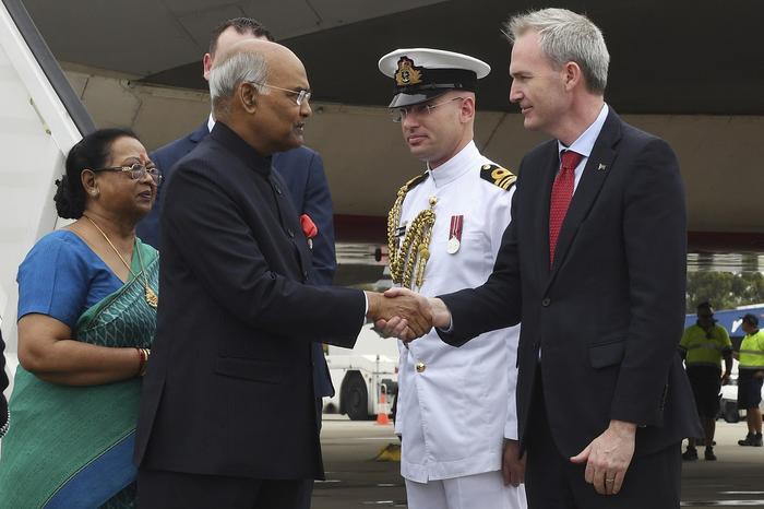 India's President, Ram Nath Kovind meets David Coleman (R) Australian Minister for Immigration, Citizenship and Multicultural Af